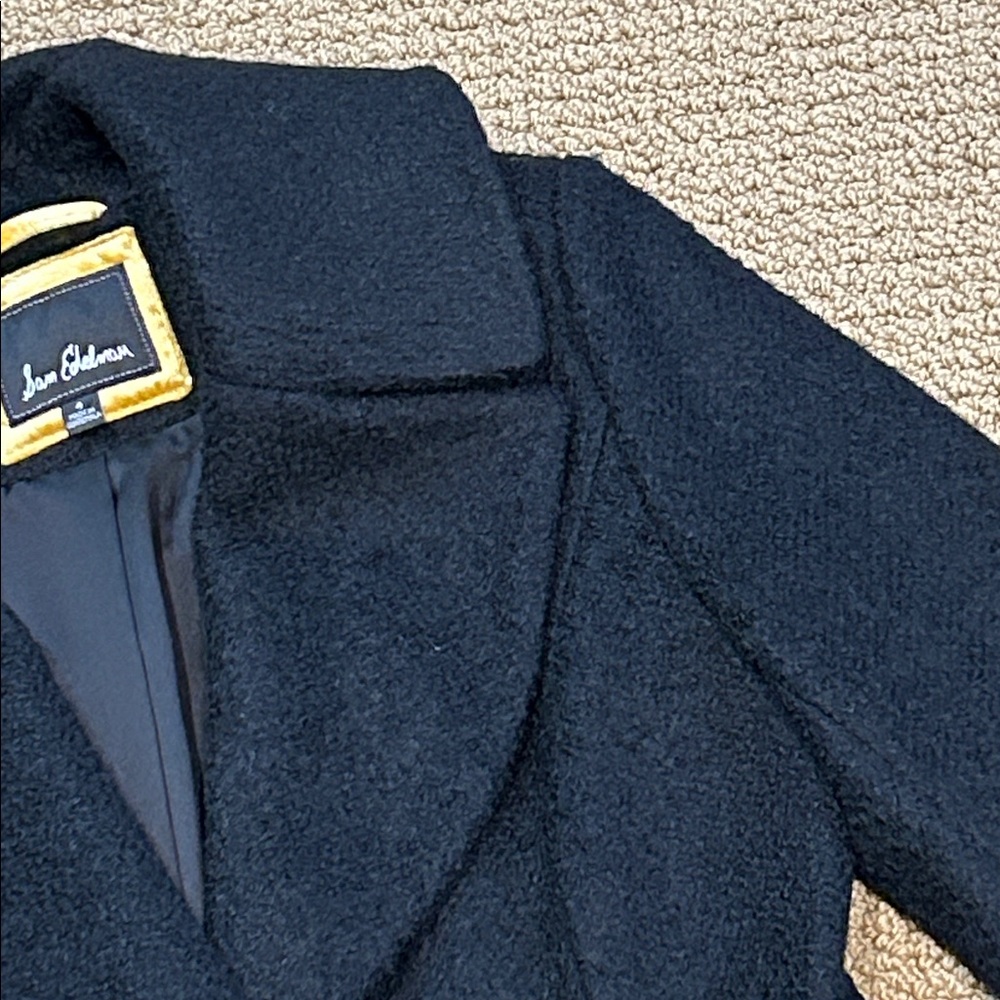 Sam Edelman A-line Textured Wool Blend Double Button Coat size 4 Black - Picture 5 of 17